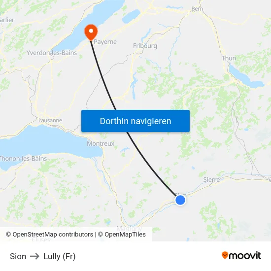 Sion to Lully (Fr) map