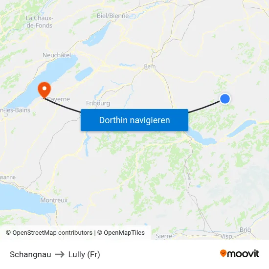 Schangnau to Lully (Fr) map