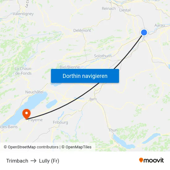 Trimbach to Lully (Fr) map