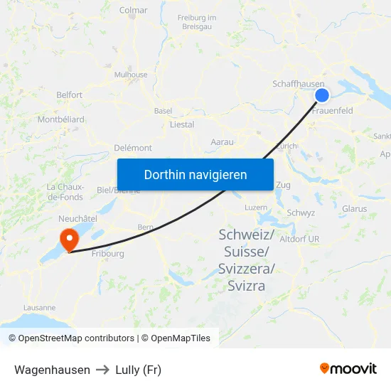 Wagenhausen to Lully (Fr) map