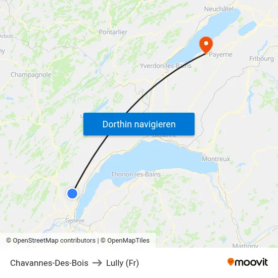 Chavannes-Des-Bois to Lully (Fr) map