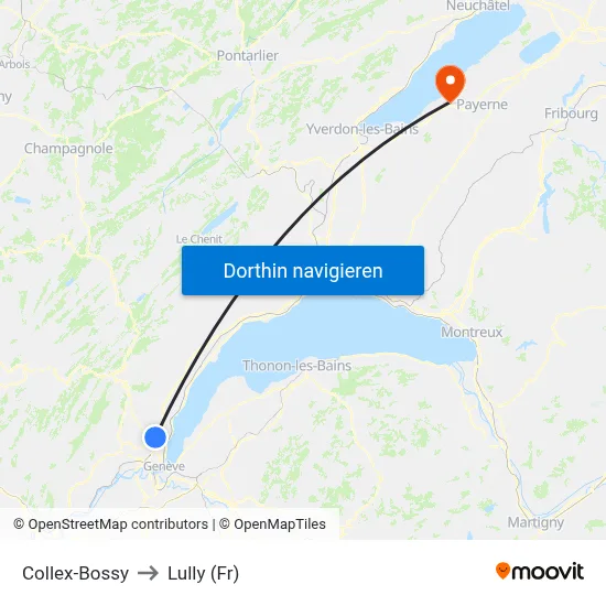 Collex-Bossy to Lully (Fr) map