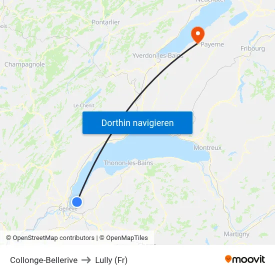 Collonge-Bellerive to Lully (Fr) map
