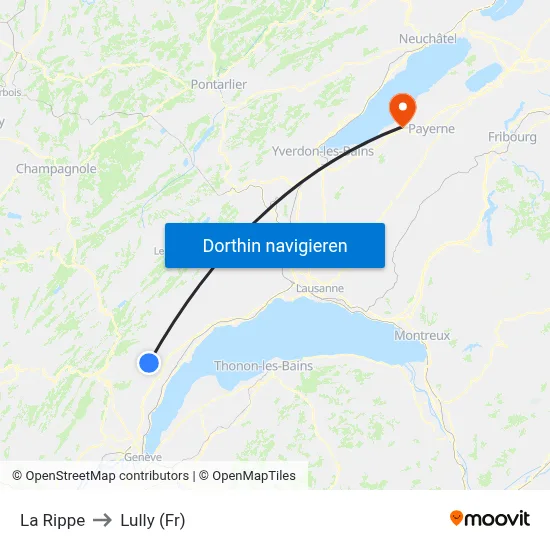 La Rippe to Lully (Fr) map