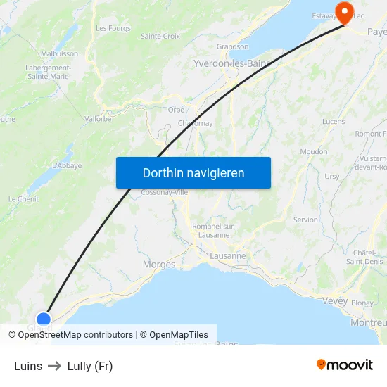 Luins to Lully (Fr) map