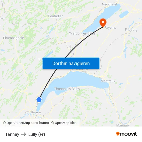 Tannay to Lully (Fr) map