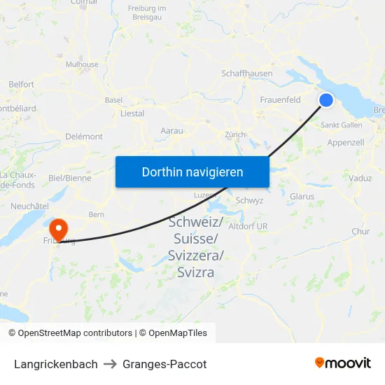 Langrickenbach to Granges-Paccot map