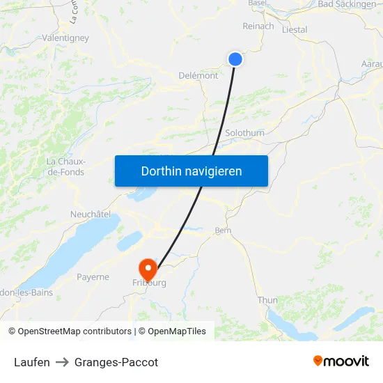 Laufen to Granges-Paccot map