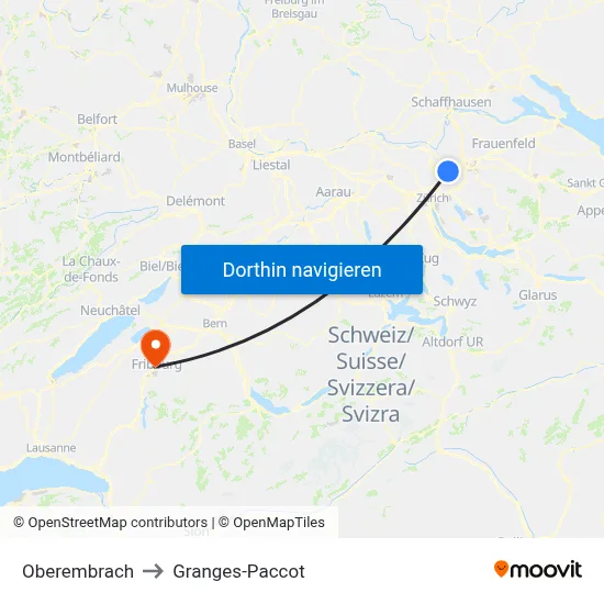 Oberembrach to Granges-Paccot map