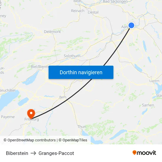 Biberstein to Granges-Paccot map