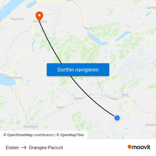Eisten to Granges-Paccot map