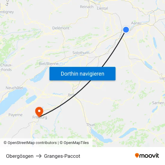 Obergösgen to Granges-Paccot map