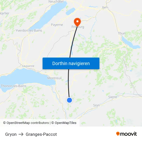 Gryon to Granges-Paccot map