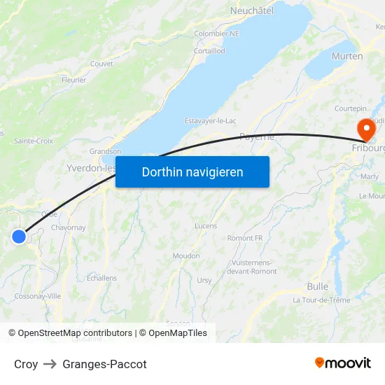 Croy to Granges-Paccot map