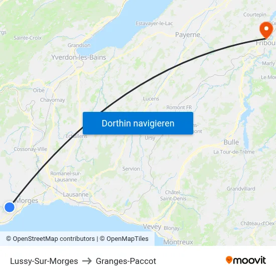 Lussy-Sur-Morges to Granges-Paccot map