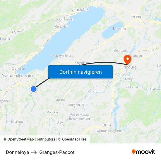 Donneloye to Granges-Paccot map