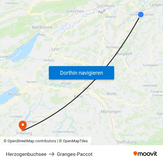 Herzogenbuchsee to Granges-Paccot map