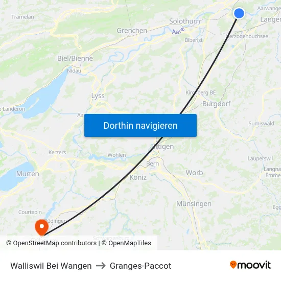 Walliswil Bei Wangen to Granges-Paccot map