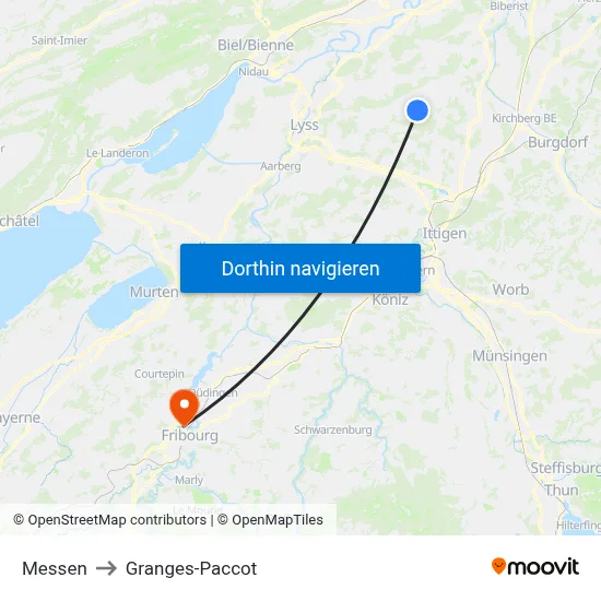 Messen to Granges-Paccot map