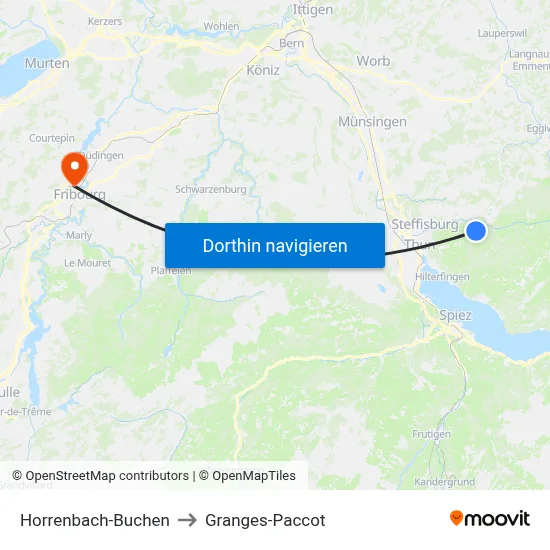 Horrenbach-Buchen to Granges-Paccot map