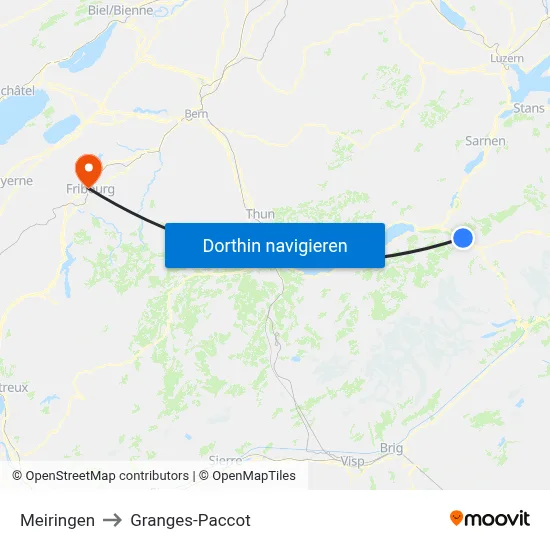 Meiringen to Granges-Paccot map