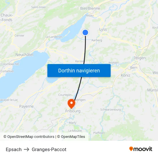 Epsach to Granges-Paccot map