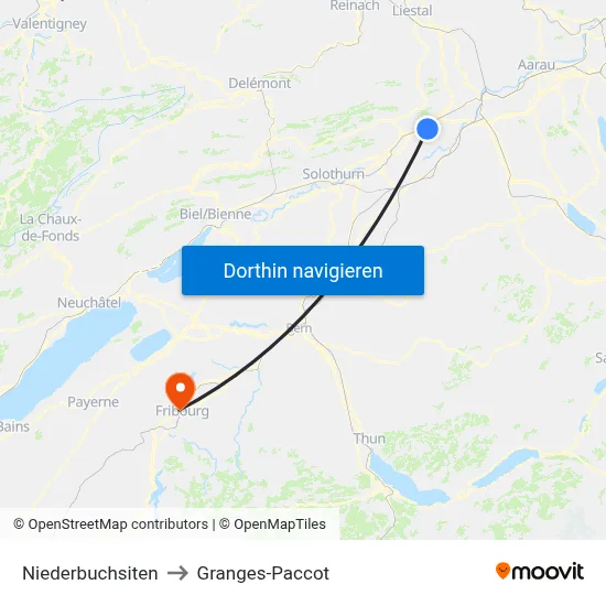 Niederbuchsiten to Granges-Paccot map