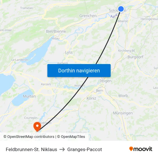 Feldbrunnen-St. Niklaus to Granges-Paccot map