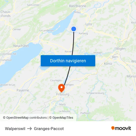 Walperswil to Granges-Paccot map