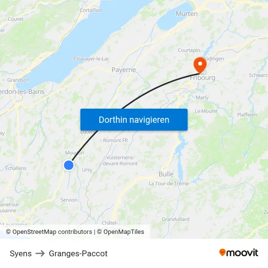 Syens to Granges-Paccot map