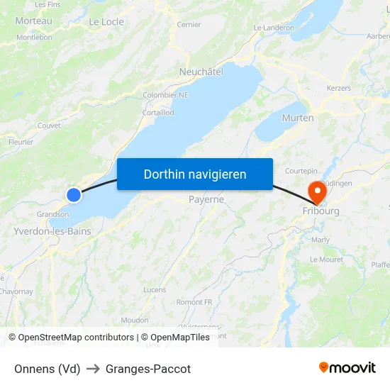 Onnens (Vd) to Granges-Paccot map