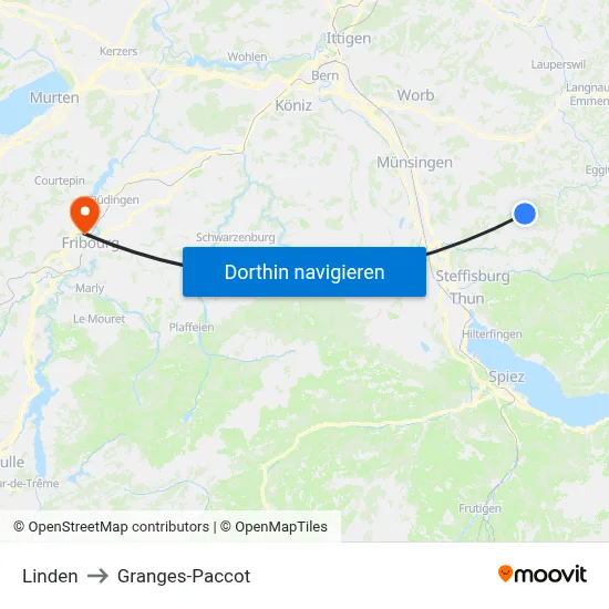 Linden to Granges-Paccot map