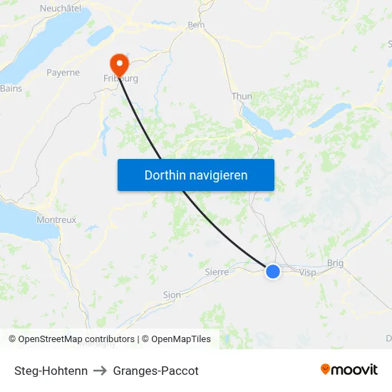 Steg-Hohtenn to Granges-Paccot map