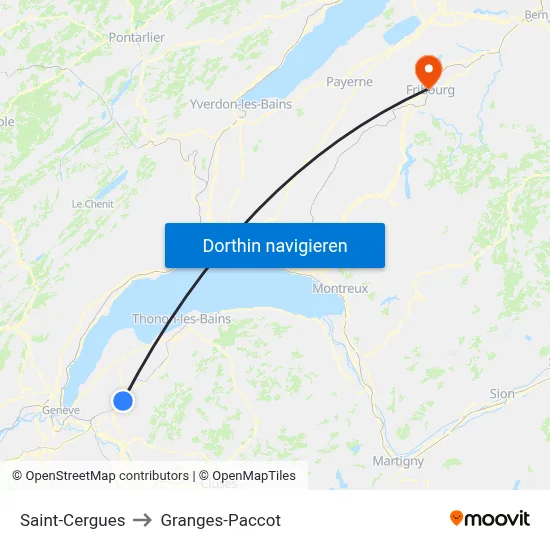Saint-Cergues to Granges-Paccot map