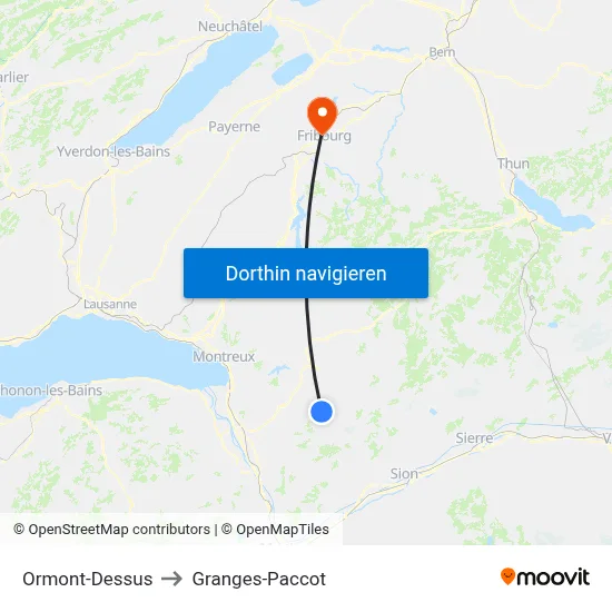 Ormont-Dessus to Granges-Paccot map