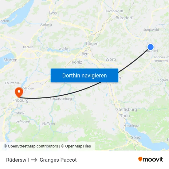 Rüderswil to Granges-Paccot map