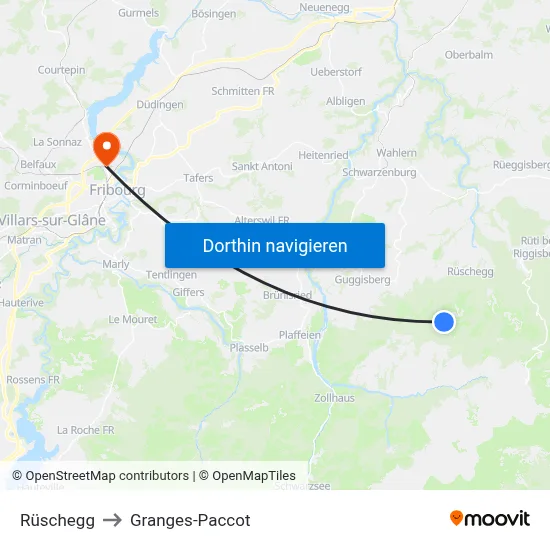 Rüschegg to Granges-Paccot map