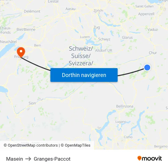 Masein to Granges-Paccot map