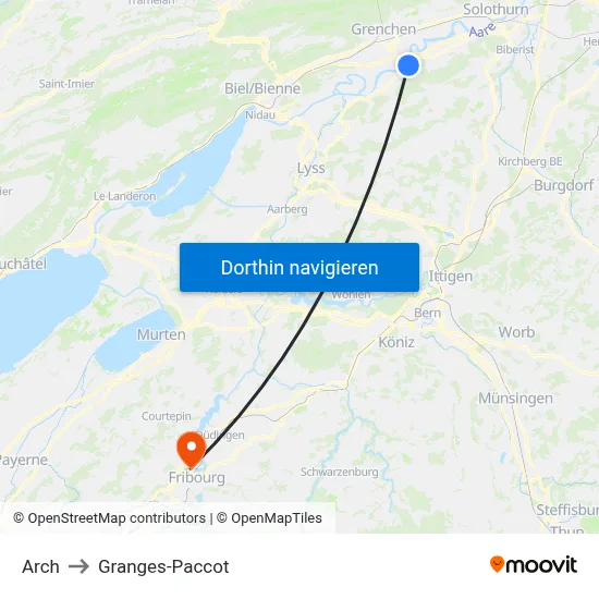 Arch to Granges-Paccot map