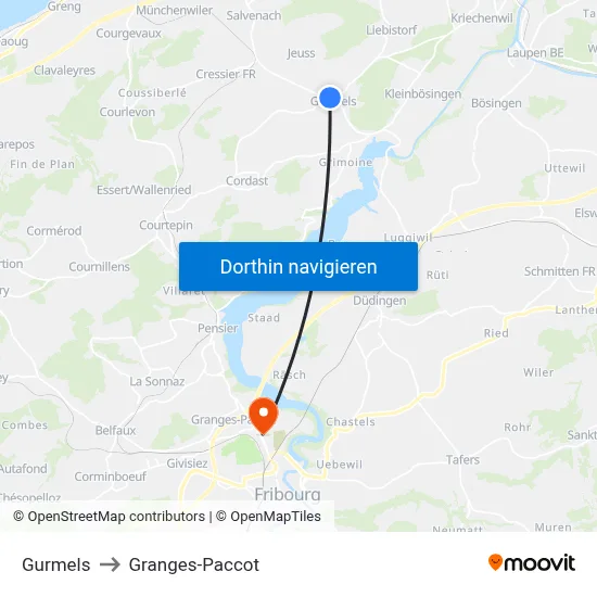 Gurmels to Granges-Paccot map