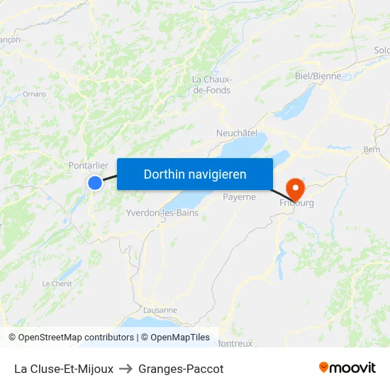 La Cluse-Et-Mijoux to Granges-Paccot map