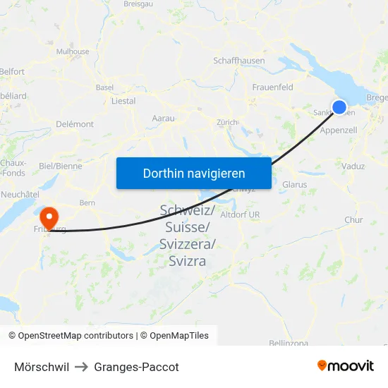 Mörschwil to Granges-Paccot map