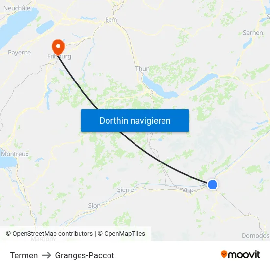 Termen to Granges-Paccot map