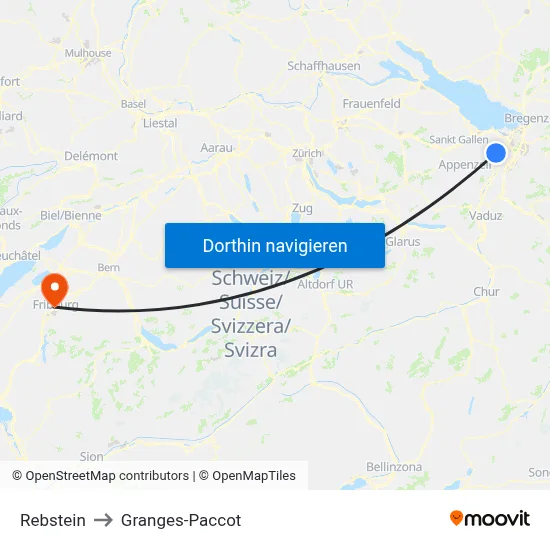 Rebstein to Granges-Paccot map
