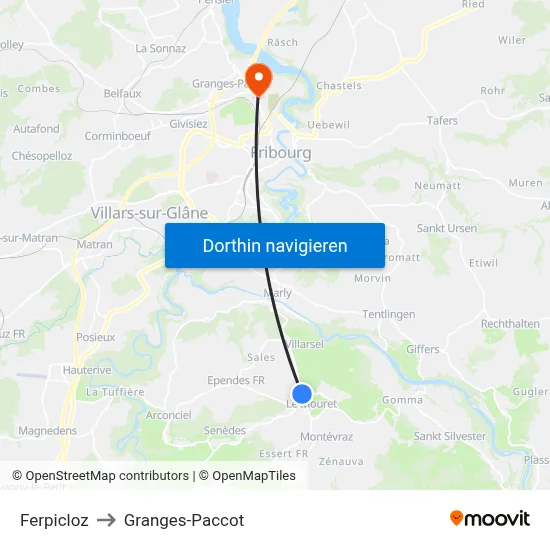 Ferpicloz to Granges-Paccot map