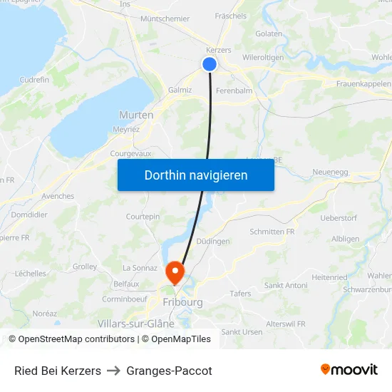 Ried Bei Kerzers to Granges-Paccot map