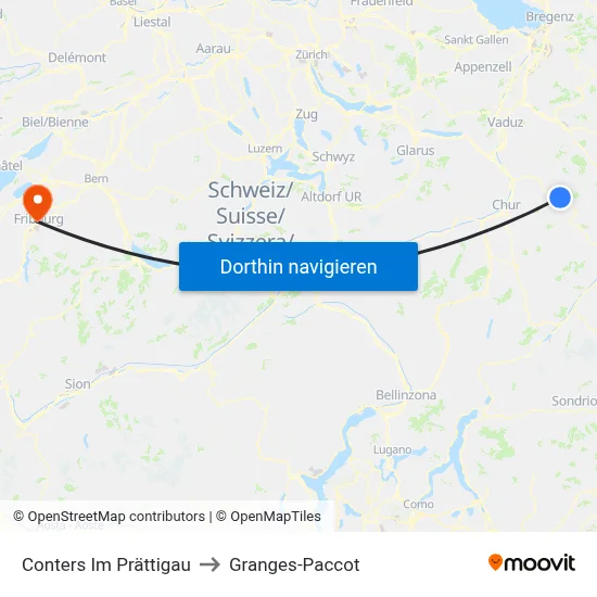 Conters Im Prättigau to Granges-Paccot map