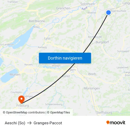 Aeschi (So) to Granges-Paccot map