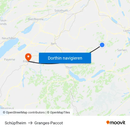Schüpfheim to Granges-Paccot map