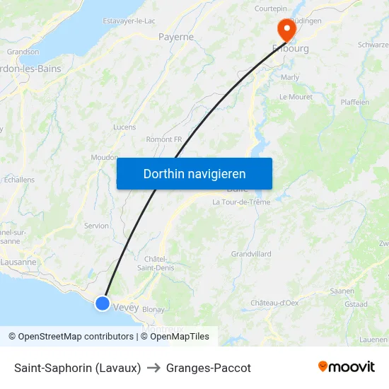 Saint-Saphorin (Lavaux) to Granges-Paccot map